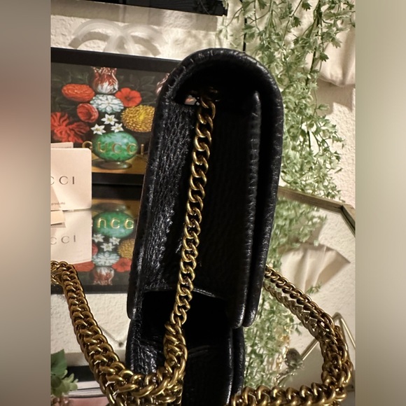 GUCCI Dollar Calfskin Garden Mystic Cat Chain Wallet in Black authentic new box - Picture 7 of 12